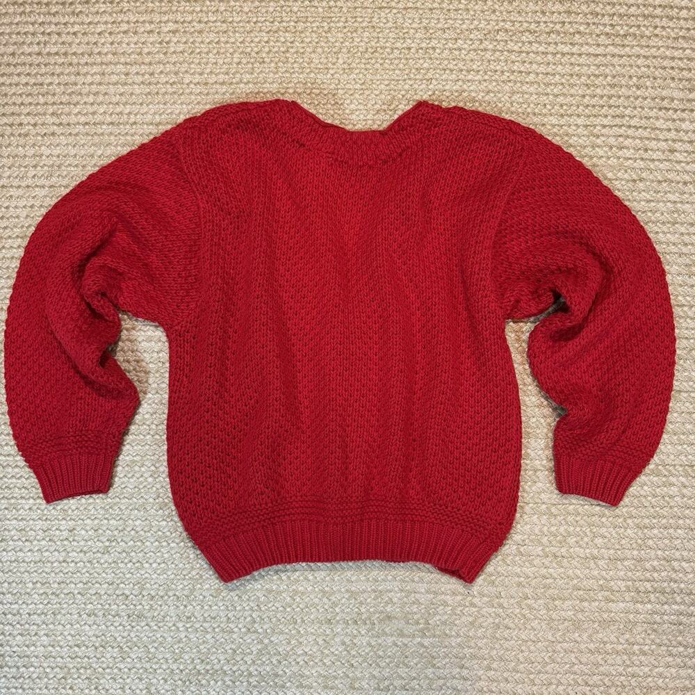 Vintage Cristina Red Cable Knit Cardigan Sweater Metal Buttons Size S Y2K - Picture 2 of 5